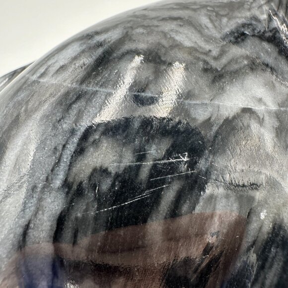 7" Black & White Marble Onyx Elephant Figurine with Lucky Trunk Up - Picture 12 of 12